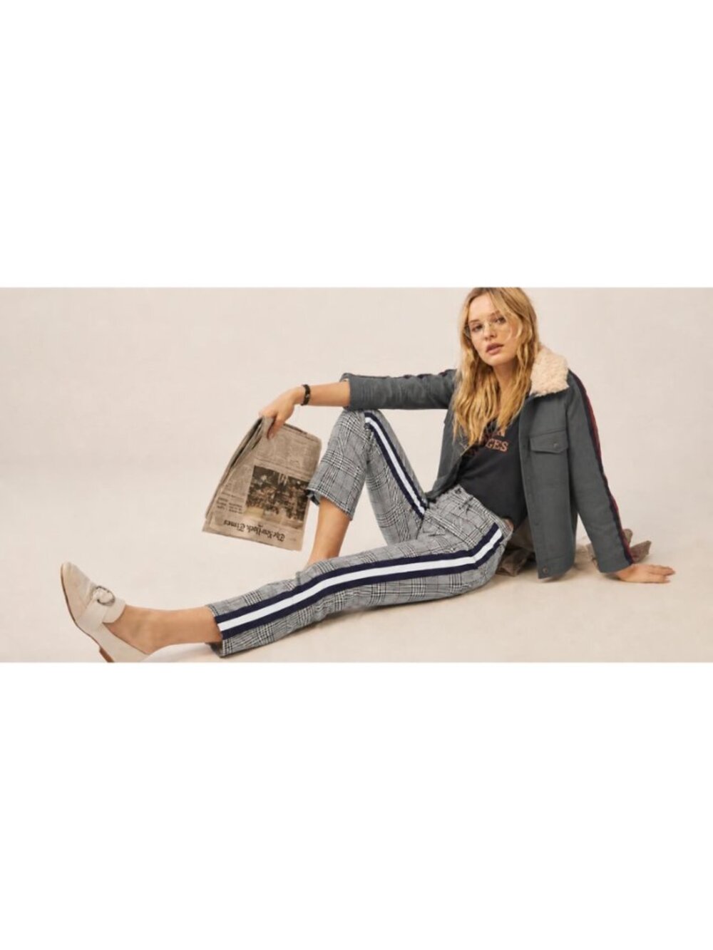 Mother The Insider Ankle plaid Happy People Read and Drink Coffee jeans